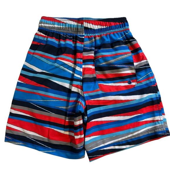 NWOT Speedo Stripe Lane Bondi Swim Shorts Blue Red Boys Medium - Picture 2 of 6